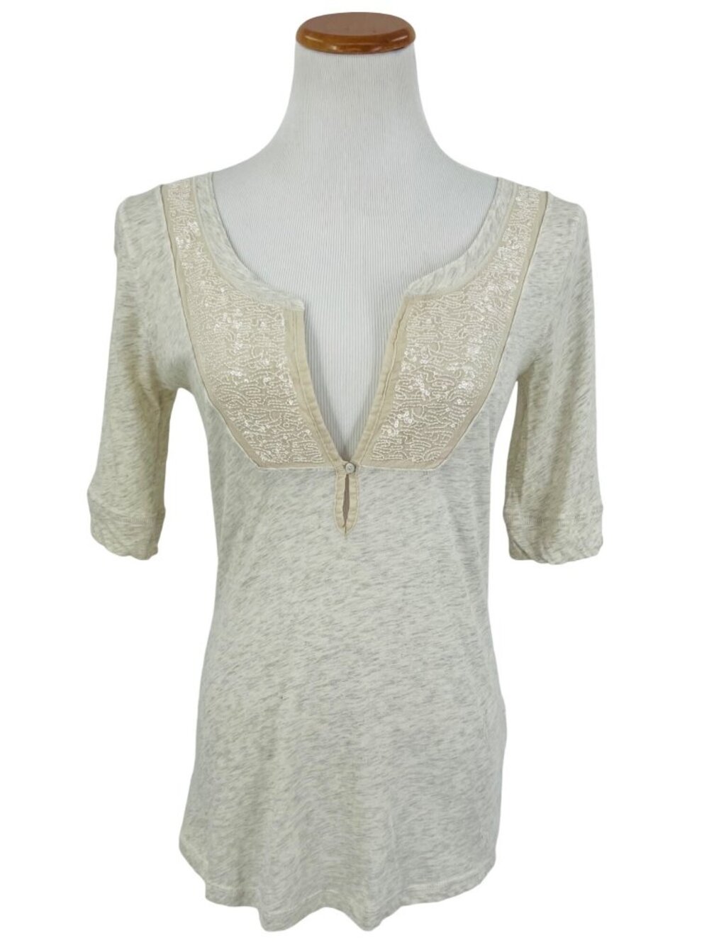 Vintage Abercrombie & Fitch Sequin Embellished V-Neck Top Small Y2K McBling 2008